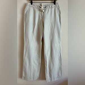 J CREW Linen Blend Pants Wide Leg Elastic Drawstring Beige Women’s Sz 8 City Fit